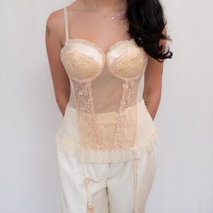 ◾️Vintage Black Fuchsia By Secret Lace LLC Lace Bustier Corset in Cream